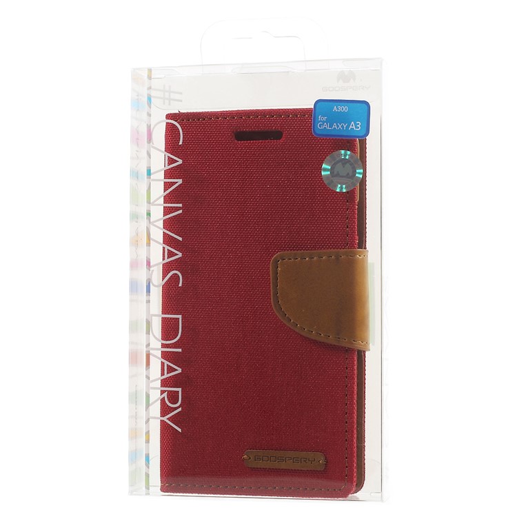 MERCURY GOOSPERY Canvas Leather Cover for Samsung Galaxy A3 SM-A300F - Red-11
