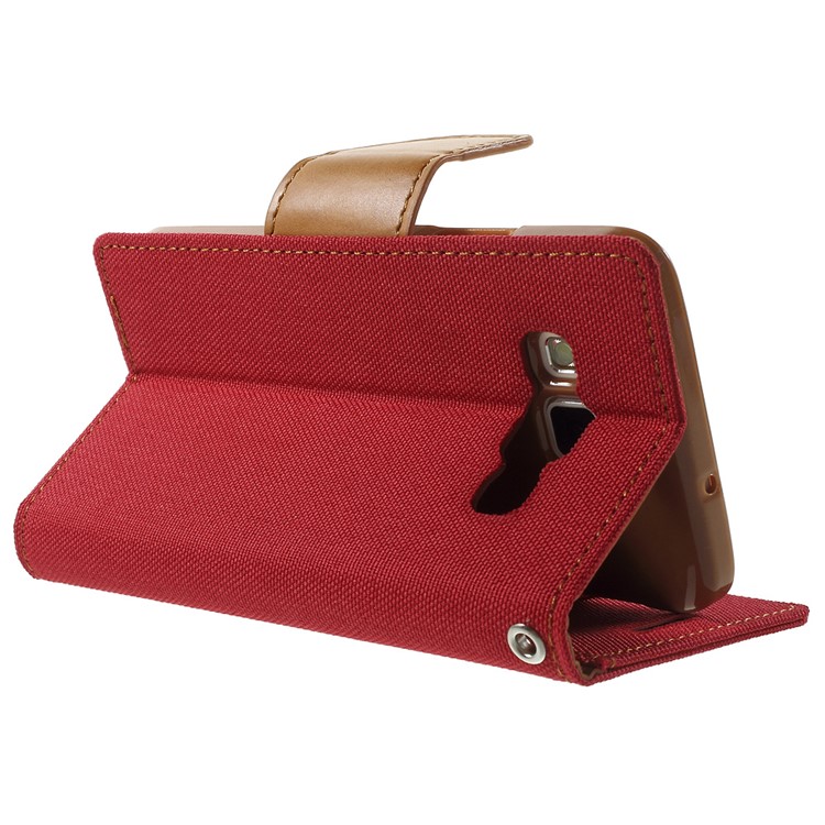 MERCURY GOOSPERY Canvas Leather Cover for Samsung Galaxy A3 SM-A300F - Red-4
