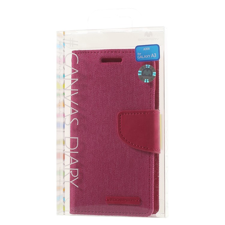 MERCURY GOOSPERY Canvas Leather Stand Cover for Samsung Galaxy A3 SM-A300F - Rose-11