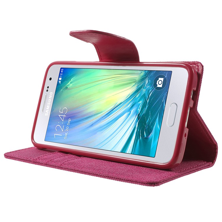MERCURY GOOSPERY Canvas Leather Stand Cover for Samsung Galaxy A3 SM-A300F - Rose-3