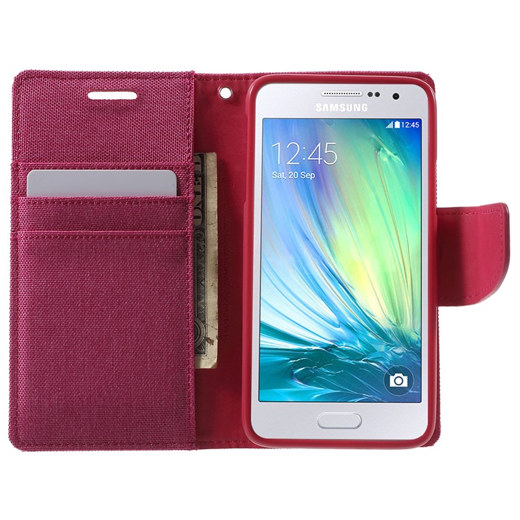 MERCURY GOOSPERY Canvas Leather Stand Cover for Samsung Galaxy A3 SM-A300F - Rose-5