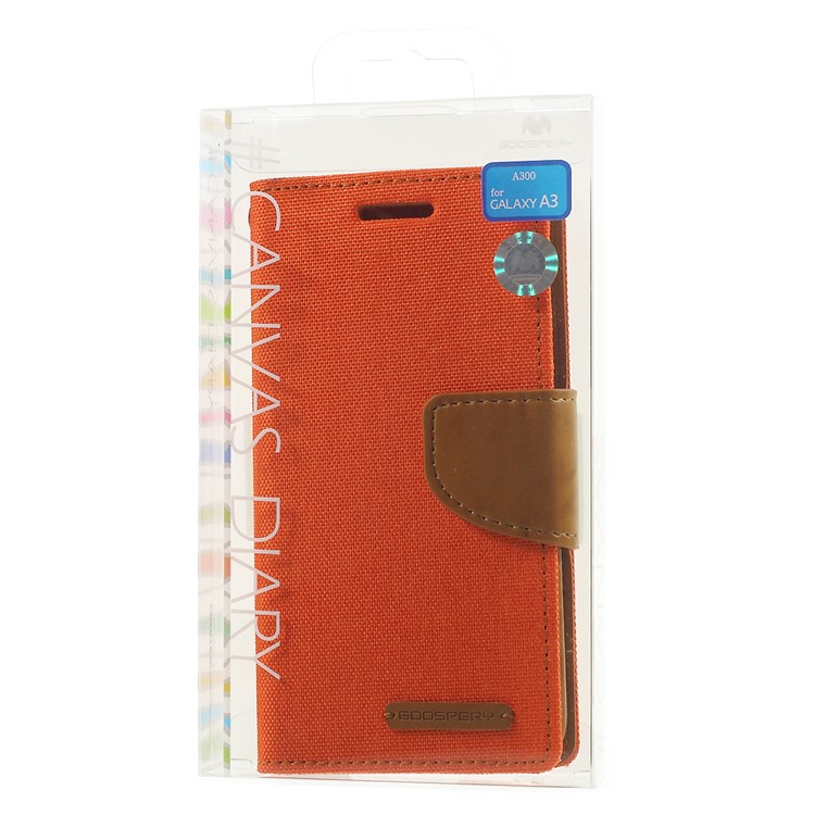 MERCURY GOOSPERY Canvas Leather Case Cover for Samsung Galaxy A3 SM-A300F - Orange-10