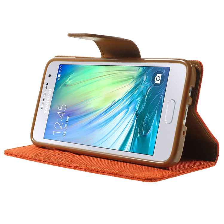 MERCURY GOOSPERY Canvas Leather Case Cover for Samsung Galaxy A3 SM-A300F - Orange-3