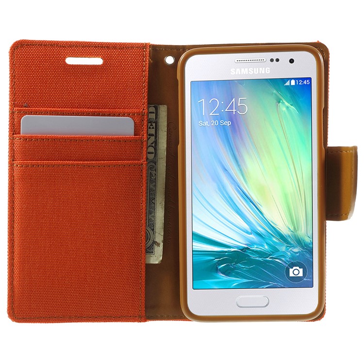 MERCURY GOOSPERY Canvas Leather Case Cover for Samsung Galaxy A3 SM-A300F - Orange-5