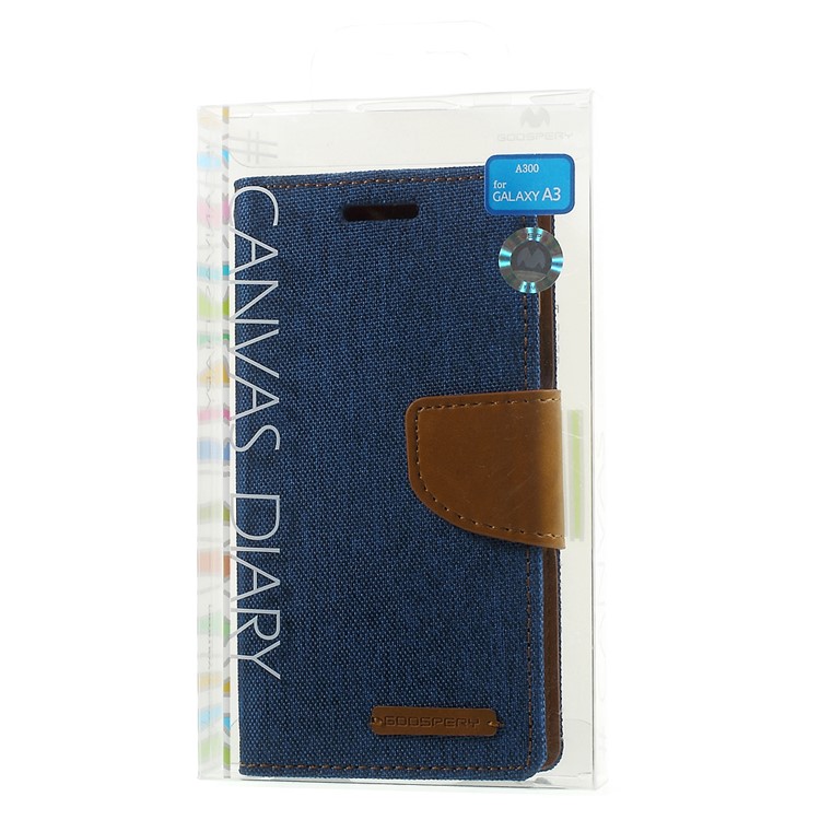 MERCURY GOOSPERY Canvas Leather Cover Case for Samsung Galaxy A3 SM-A300F - Baby Blue-11