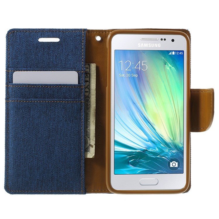 MERCURY GOOSPERY Canvas Leather Cover Case for Samsung Galaxy A3 SM-A300F - Baby Blue-5
