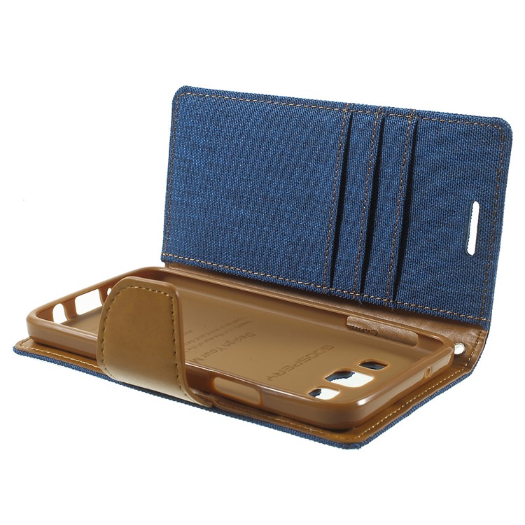 MERCURY GOOSPERY Canvas Leather Cover Case for Samsung Galaxy A3 SM-A300F - Baby Blue-6