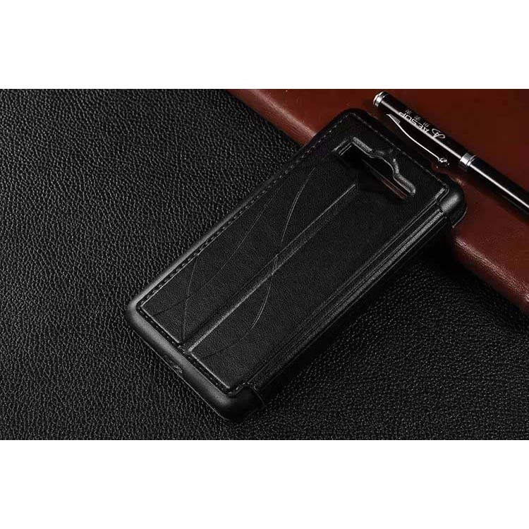 Lines Grain View Window Leather Cover for Samsung Galaxy Grand Prime SM-G530H - Black-2