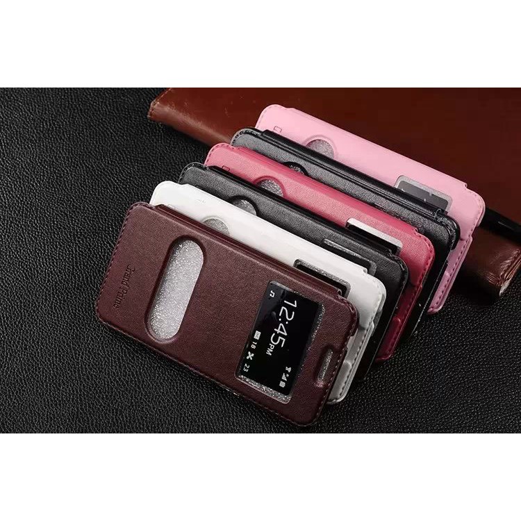 Lines Grain View Window Leather Cover for Samsung Galaxy Grand Prime SM-G530H - Rose-4