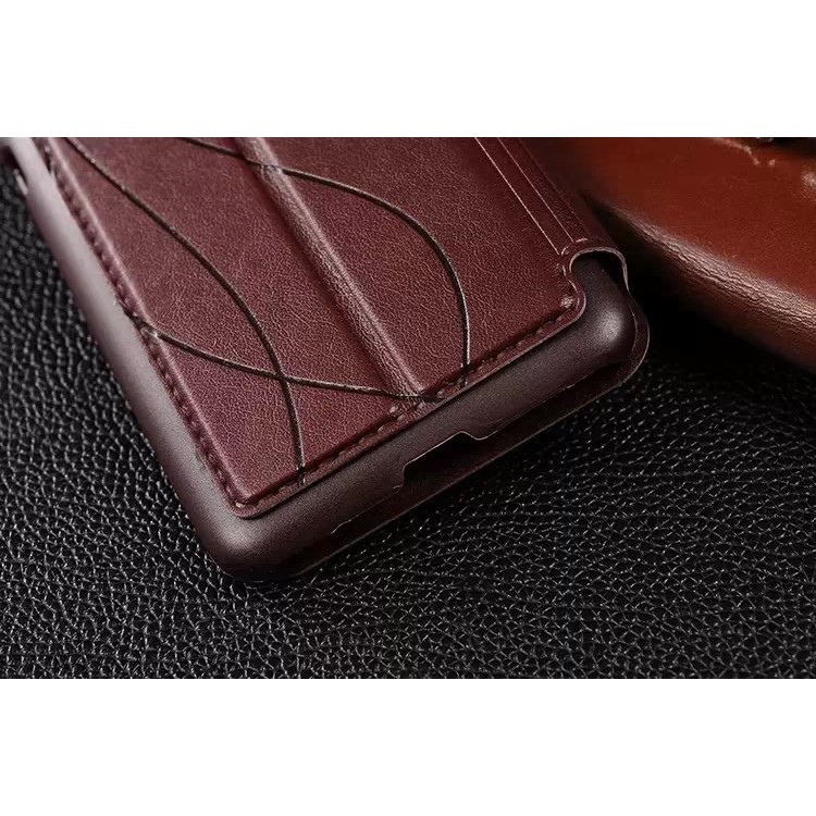 Lines Grain Double View Window Leather Cover for Samsung Galaxy Grand Prime SM-G530H - Coffee-5