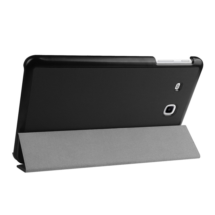 Litchi Skin Leather Case for Samsung Galaxy Tab E 9.6 T560 with Tri-fold Stand - Black-5