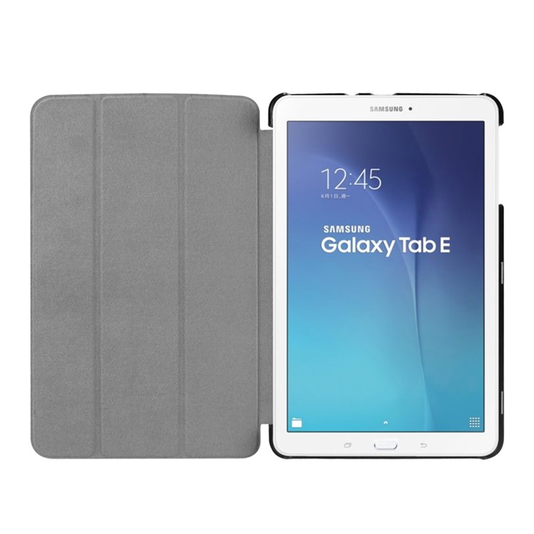 Litchi Skin Leather Case for Samsung Galaxy Tab E 9.6 T560 with Tri-fold Stand - Black-6