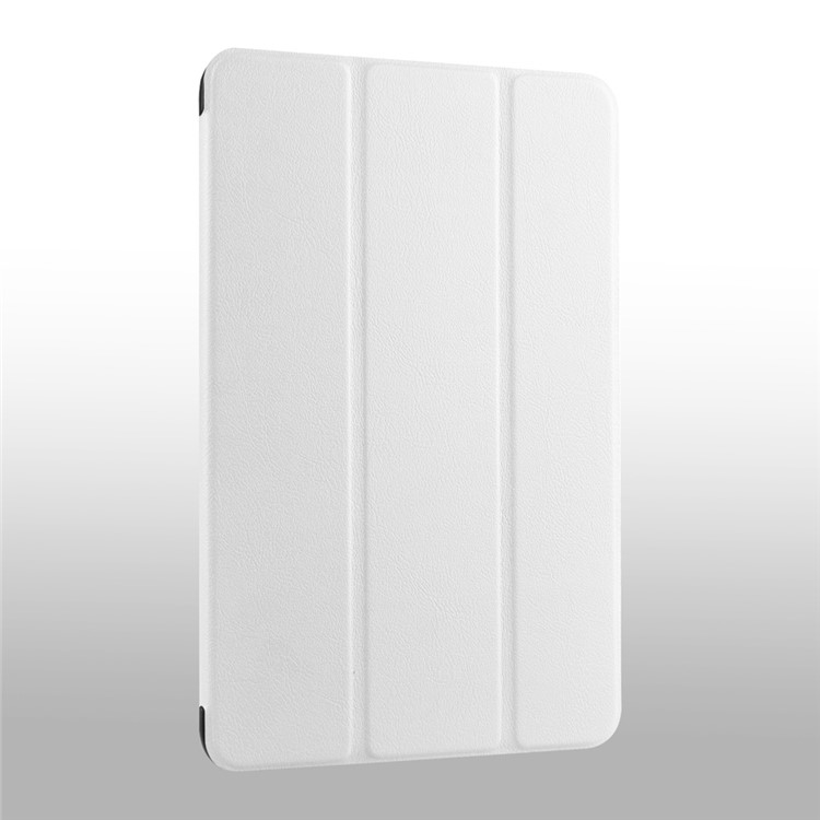 Litchi Skin Leather Cover for Samsung Galaxy Tab E 9.6 T560 with Tri-fold Stand - White-3