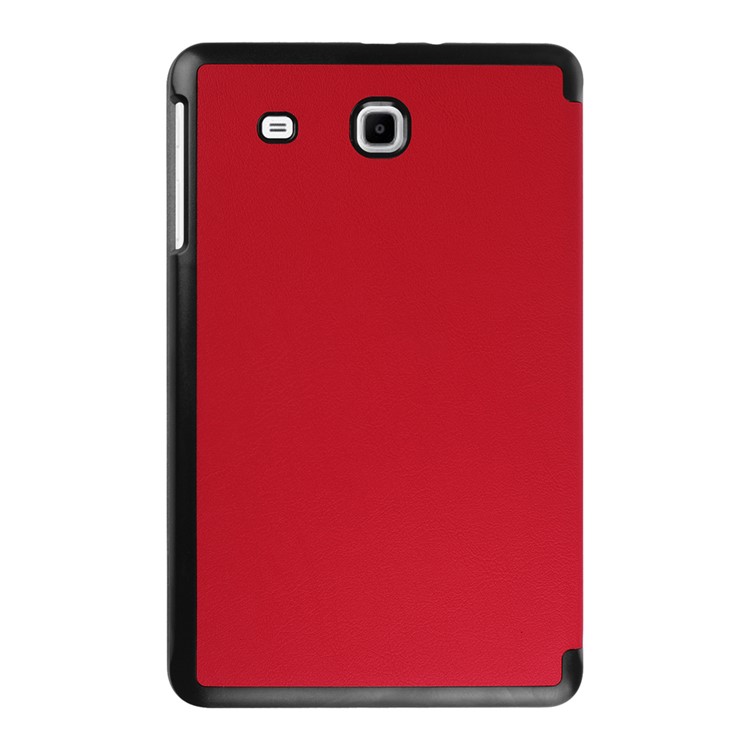 Litchi Skin Leather Case Cover for Samsung Galaxy Tab E 9.6 T560 with Tri-fold Stand - Red-2