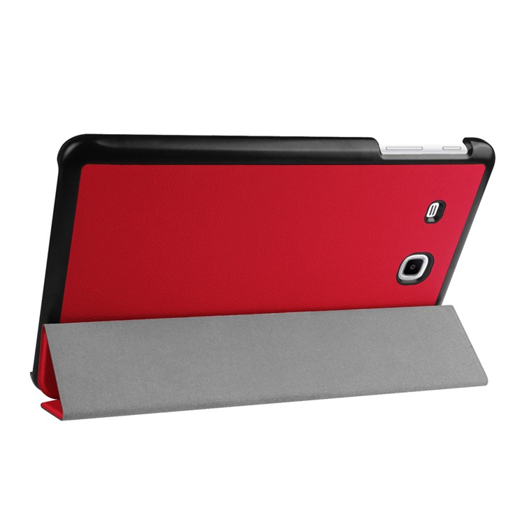 Litchi Skin Leather Case Cover for Samsung Galaxy Tab E 9.6 T560 with Tri-fold Stand - Red-5