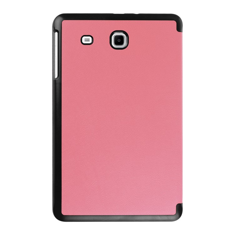 Litchi Skin Tri-fold Leather Stand Case for Samsung Galaxy Tab E 9.6 T560 - Pink-2