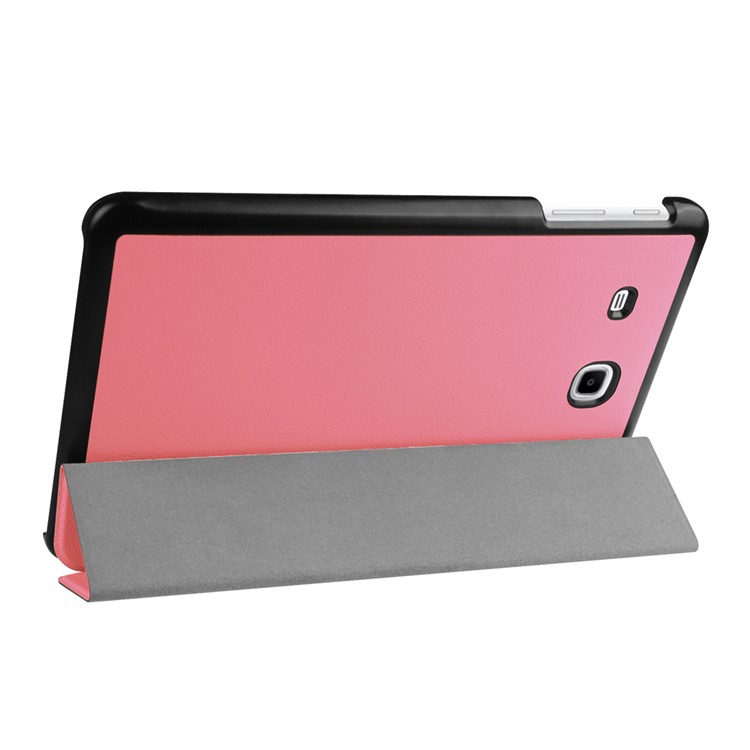 Litchi Skin Tri-fold Leather Stand Case for Samsung Galaxy Tab E 9.6 T560 - Pink-5