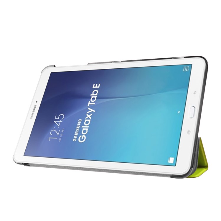 Litchi Skin Tri-fold Stand Leather Cover for Samsung Galaxy Tab E 9.6 T560 - Green-4