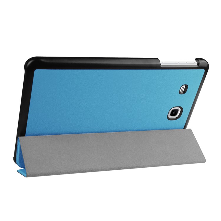 Litchi Skin Tri-fold Stand Leather Case for Samsung Galaxy Tab E 9.6 T560 - Baby Blue-5