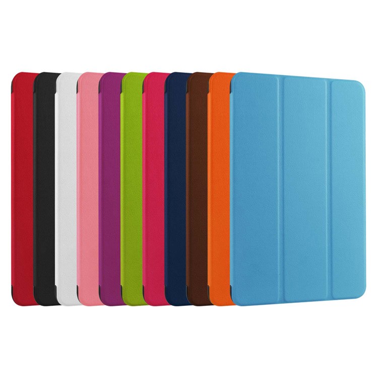 Litchi Skin Tri-fold Stand Leather Case for Samsung Galaxy Tab E 9.6 T560 - Baby Blue-7