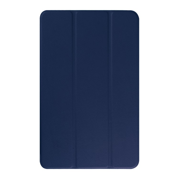 Litchi Skin Tri-fold Stand Leather Case Cover for Samsung Galaxy Tab E 9.6 T560 - Dark Blue-1