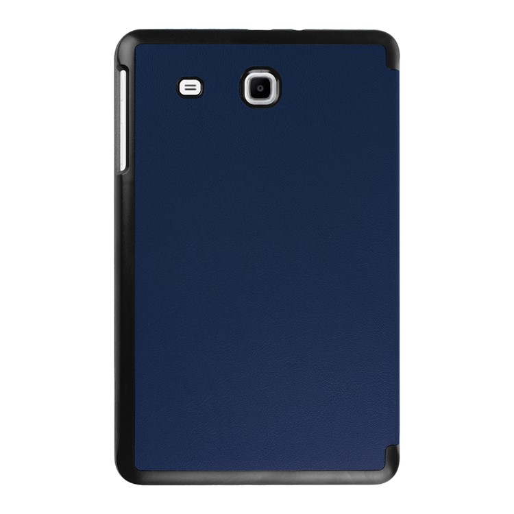 Litchi Skin Tri-fold Stand Leather Case Cover for Samsung Galaxy Tab E 9.6 T560 - Dark Blue-2