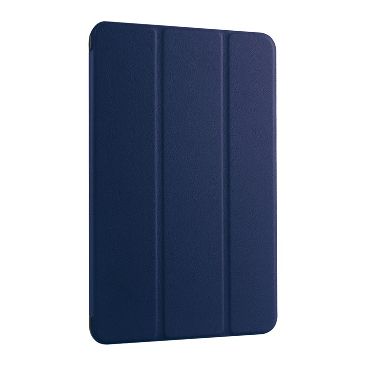 Litchi Skin Tri-fold Stand Leather Case Cover for Samsung Galaxy Tab E 9.6 T560 - Dark Blue-3