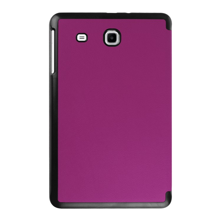 Litchi Skin Tri-fold Stand Leather Cover Case for Samsung Galaxy Tab E 9.6 T560 - Purple-2
