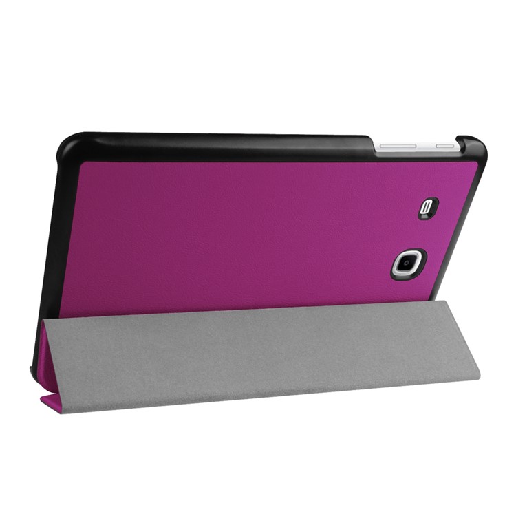 Litchi Skin Tri-fold Stand Leather Cover Case for Samsung Galaxy Tab E 9.6 T560 - Purple-5