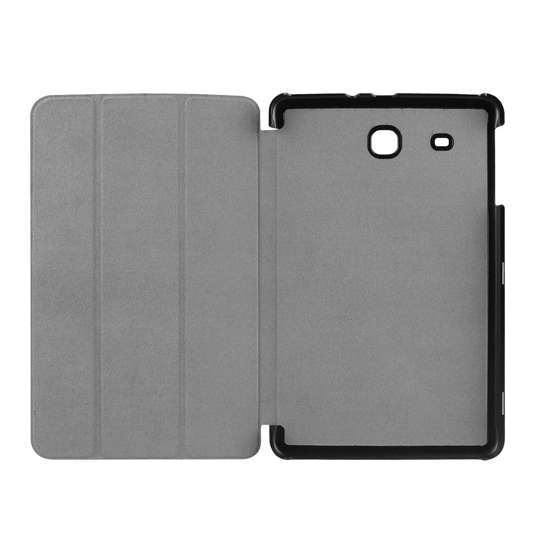 Litchi Skin Tri-fold Stand Leather Cover Case for Samsung Galaxy Tab E 9.6 T560 - Purple-6