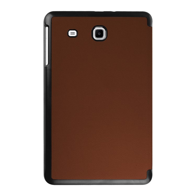 Litchi Skin PU Leather Case for Samsung Galaxy Tab E 9.6 T560 with Tri-fold Stand - Brown-2