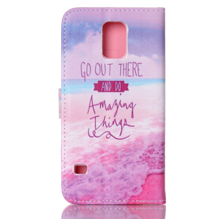 Wallet Leather Cover for Samsung Galaxy S5 G900 / S5 Neo - Seaside and Quote-2