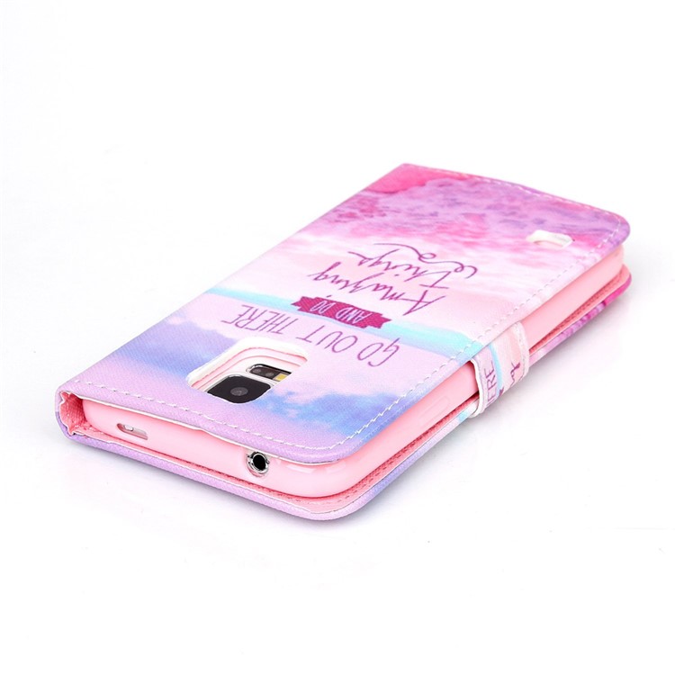 Wallet Leather Cover for Samsung Galaxy S5 G900 / S5 Neo - Seaside and Quote-5