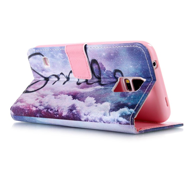 Card Holder Leather Shell for Samsung Galaxy S5 G900 / S5 Neo - Sky-3