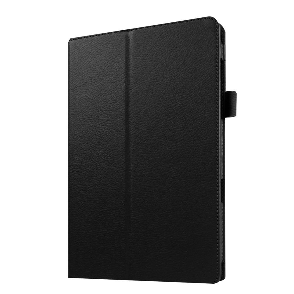 Litchi Skin Leather Stand Case for Samsung Galaxy Tab E 9.6 T560 - Black-1