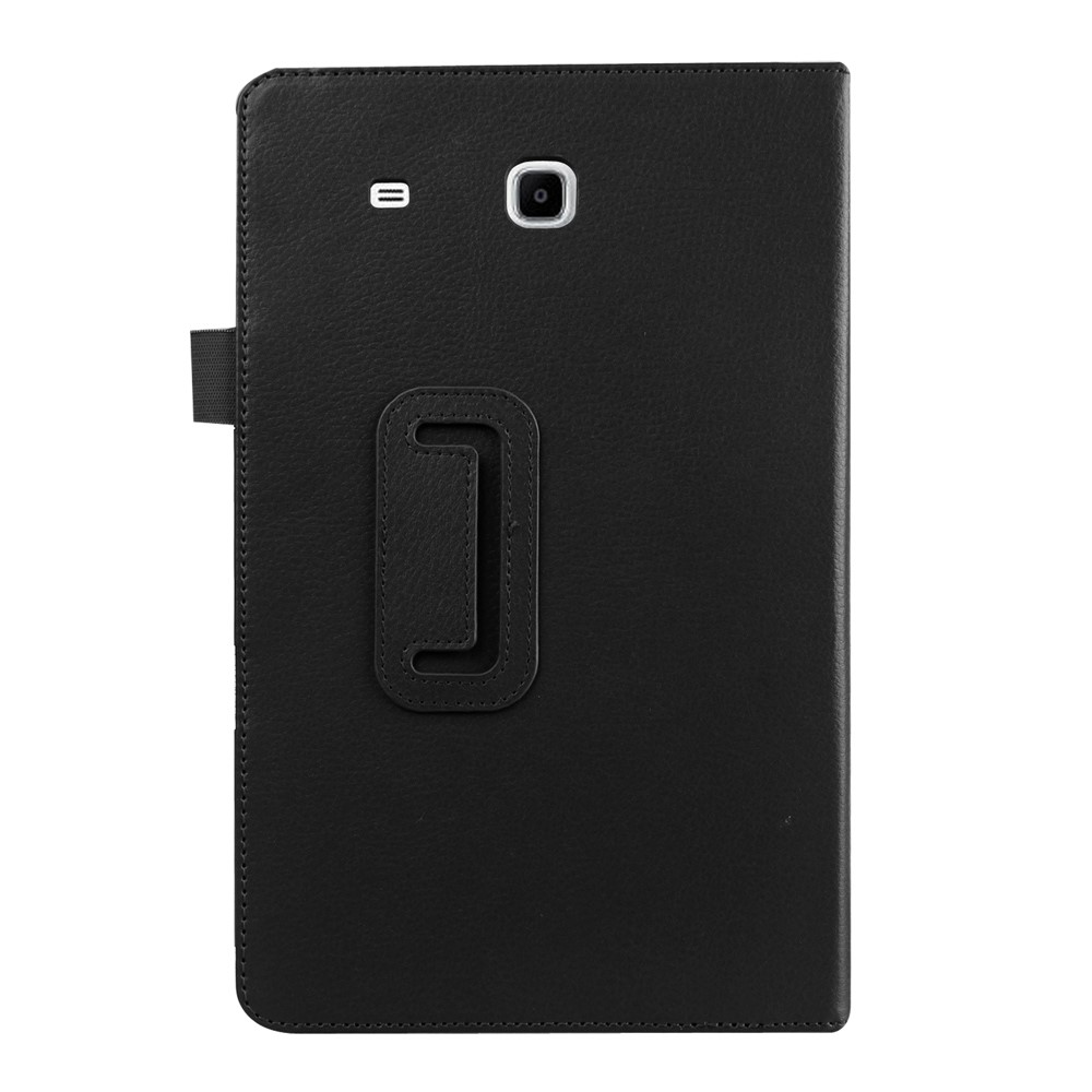 Litchi Skin Leather Stand Case for Samsung Galaxy Tab E 9.6 T560 - Black-3