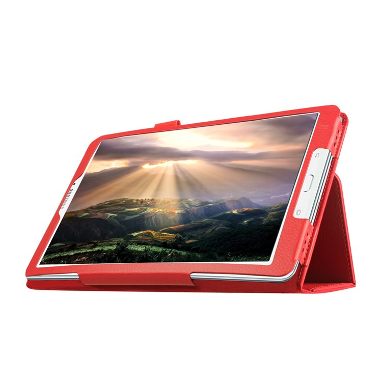 Litchi Skin Leather Stand Case Cover for Samsung Galaxy Tab E 9.6 T560 - Red-5