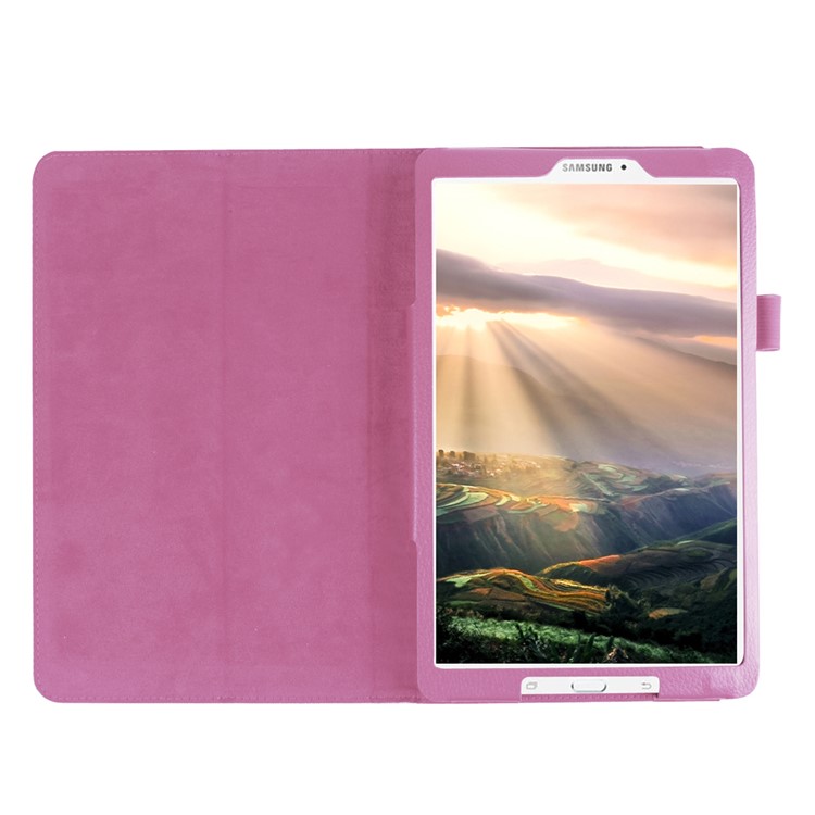 Litchi Skin Leather Cover for Samsung Galaxy Tab E 9.6 T560 with Stand - Pink-4