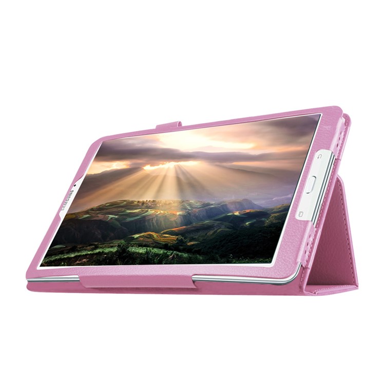 Litchi Skin Leather Cover for Samsung Galaxy Tab E 9.6 T560 with Stand - Pink-5
