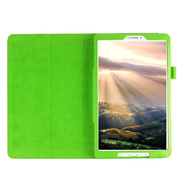 Couverture de Boîtier en Cuir Litchi Skin Pour Samsung Galaxy Tab E 9.6 T560 Avec Support - Vert-4