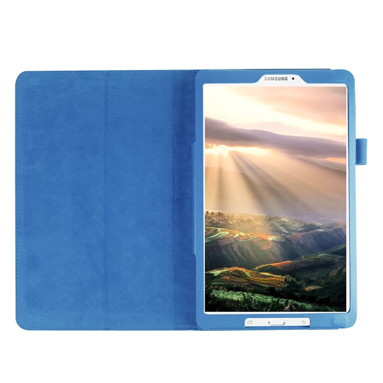 Litchi Skin PU Leather Stand Case for Samsung Galaxy Tab E 9.6 T560 - Baby Blue-4
