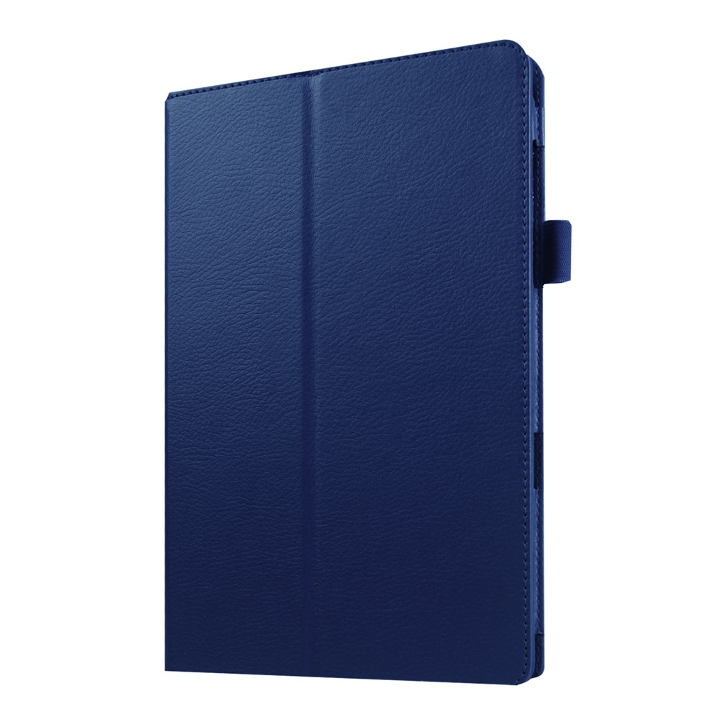 Litchi Skin PU Leather Stand Cover for Samsung Galaxy Tab E 9.6 T560 - Dark Blue-1