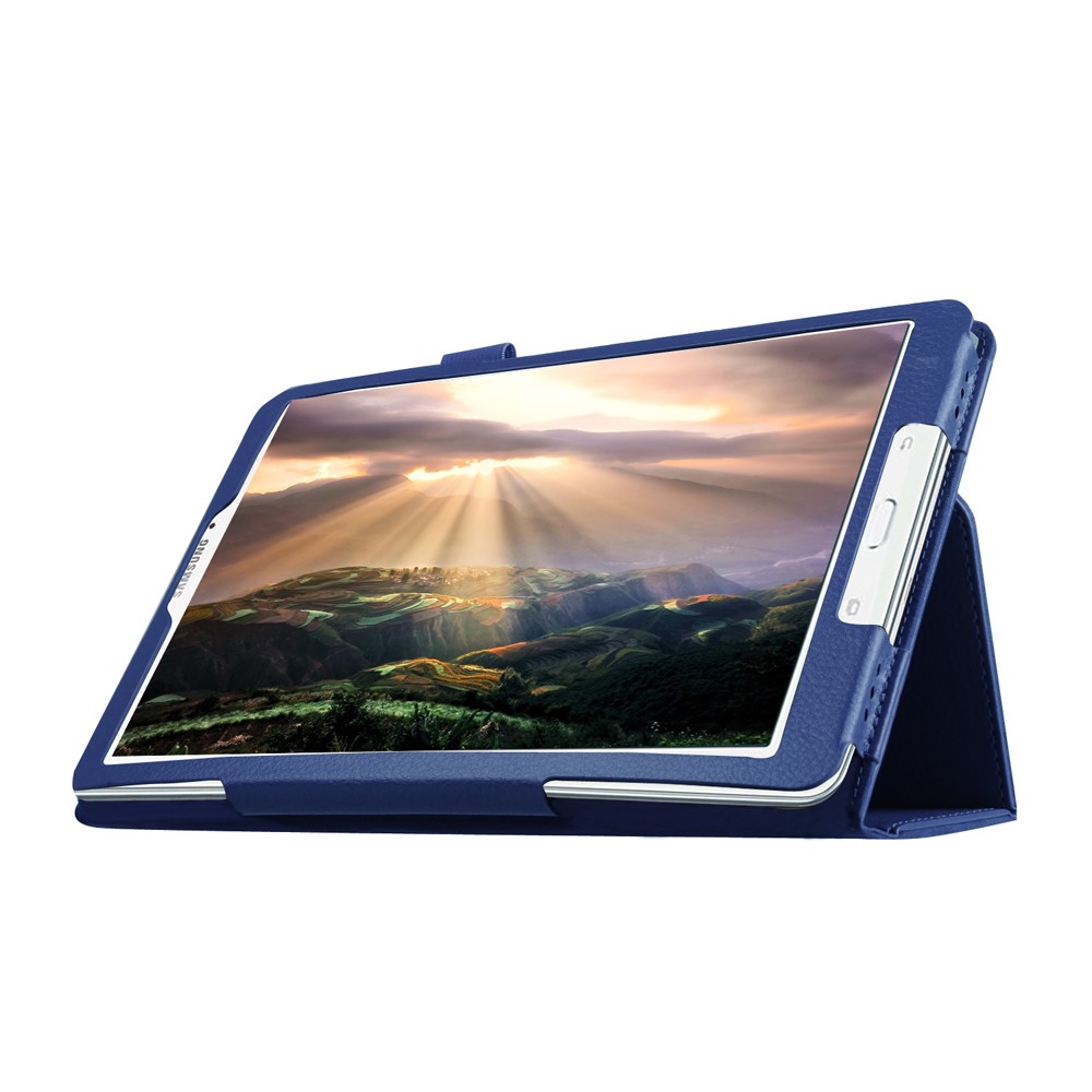 Litchi Skin PU Leather Stand Cover for Samsung Galaxy Tab E 9.6 T560 - Dark Blue-5