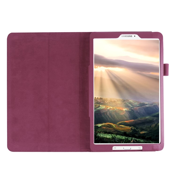 Litchi Skin Leather Stand Cover Case for Samsung Galaxy Tab E 9.6 T560 - Purple-4