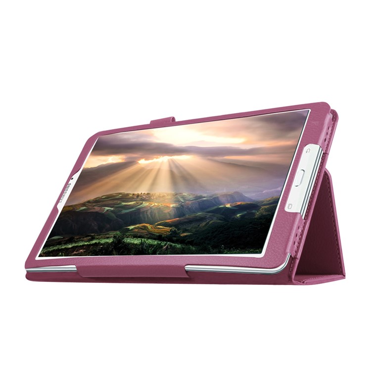 Litchi Skin Leather Stand Cover Case for Samsung Galaxy Tab E 9.6 T560 - Purple-5
