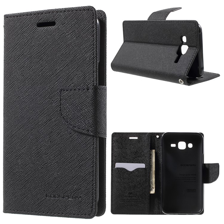 MERCURY Goospery Leather Wallet Case for Samsung Galaxy J5 SM-J500F with Stand - Black-1