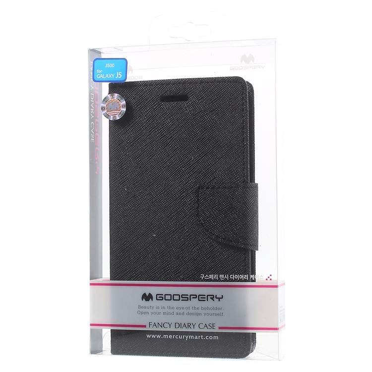 MERCURY Goospery Leather Wallet Case for Samsung Galaxy J5 SM-J500F with Stand - Black-10