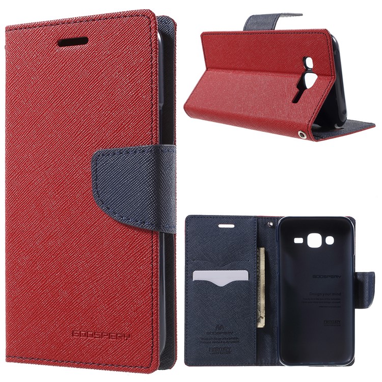 MERCURY Goospery Leather Wallet Cover for Samsung Galaxy J5 SM-J500F with Stand - Red-1