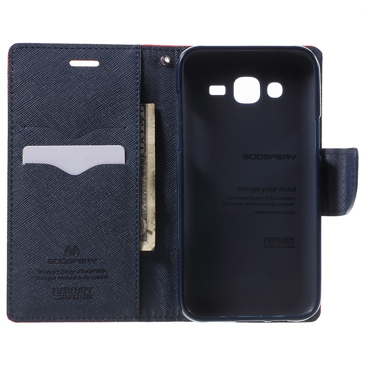 MERCURY Goospery Leather Wallet Cover for Samsung Galaxy J5 SM-J500F with Stand - Red-4