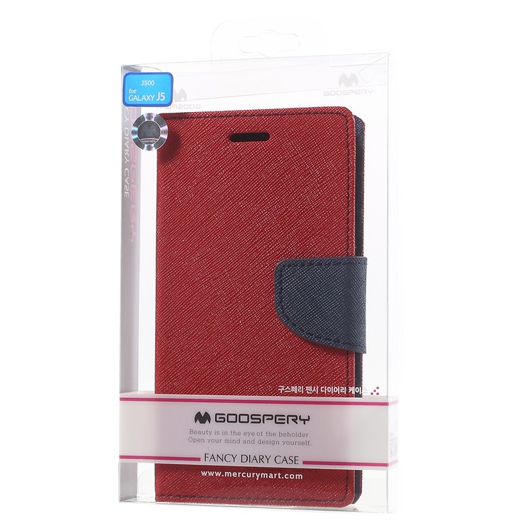MERCURY Goospery Leather Wallet Cover for Samsung Galaxy J5 SM-J500F with Stand - Red-9
